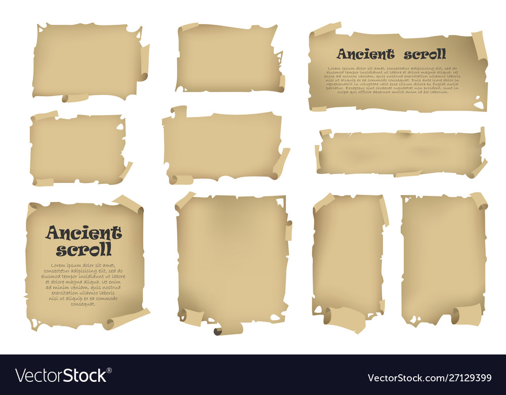 Old parchment scroll set stock