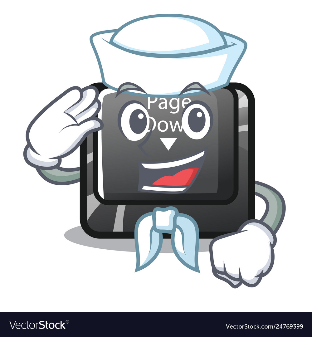 Sailor character page down button installed Vector Image Sailor character page down button installed
