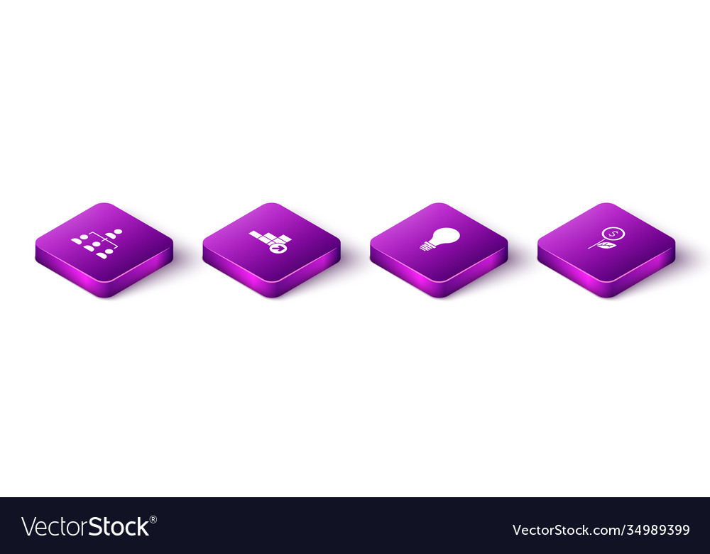 Set isometric hierarchy organogram chart