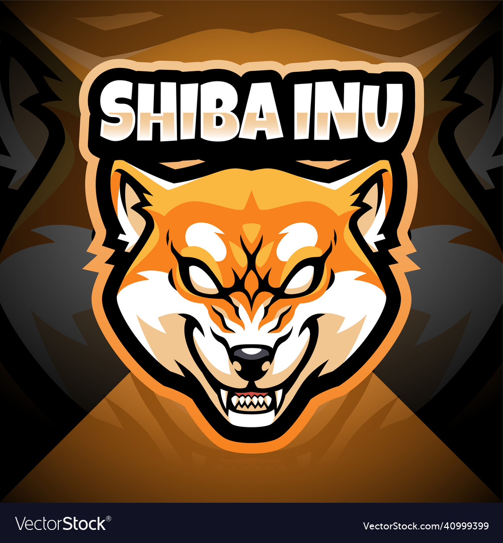 Shiba inu head esport mascot logo design Vector Image