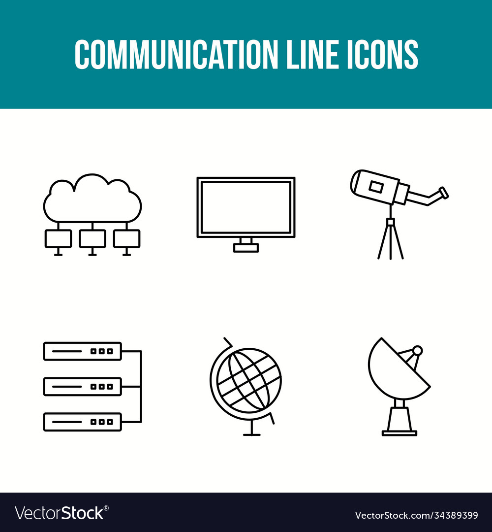 Unique communication line icon set