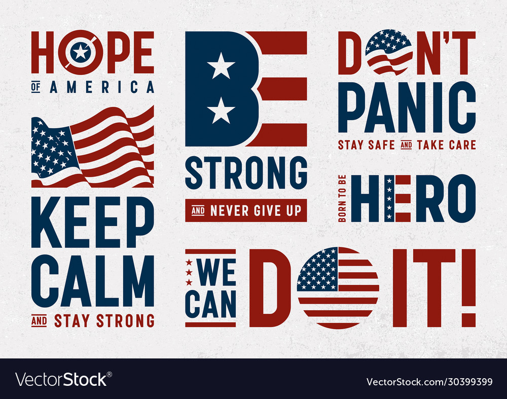 Usa patriotic motivation typography and logos set vector image Usa patriotic motivation typography and logos set