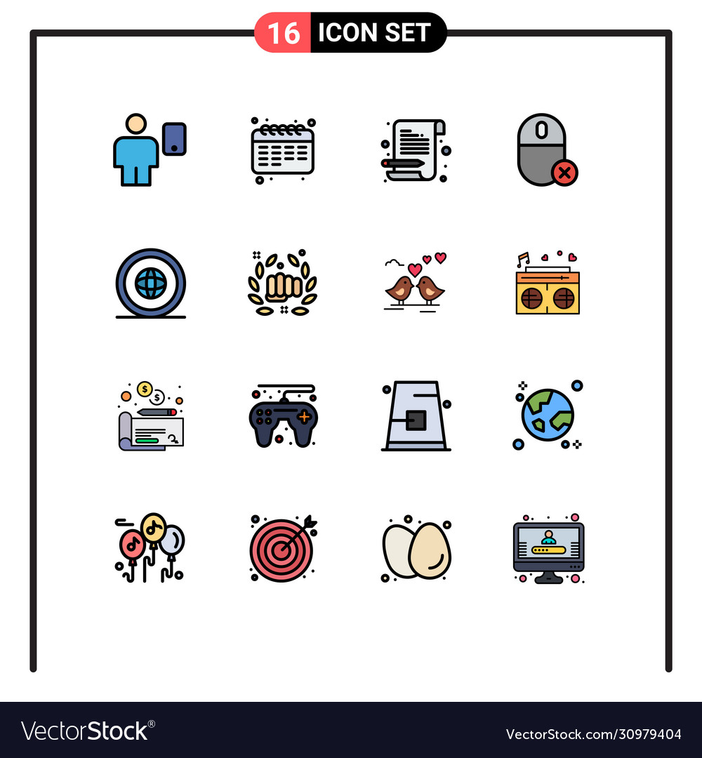 16 user interface flat color filled line pack