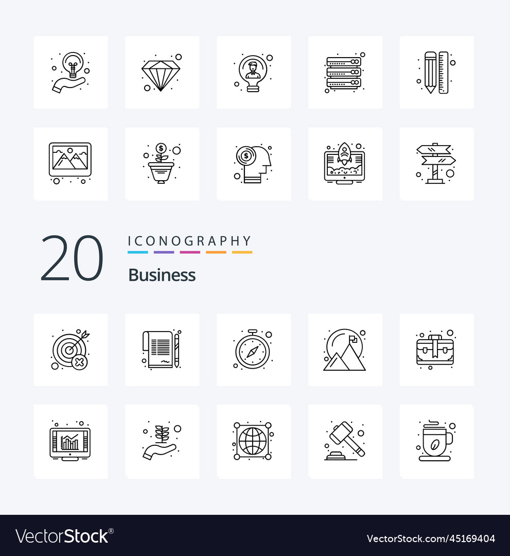 20 business line icon pack like bag goal