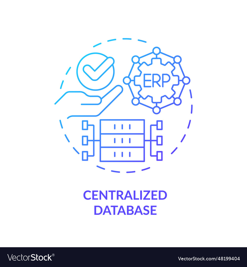 2d gradient centralized database line icon concept