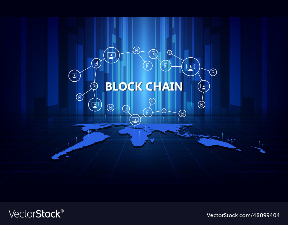 Blockchain network concept distributed ledger vector image Blockchain network concept distributed ledger