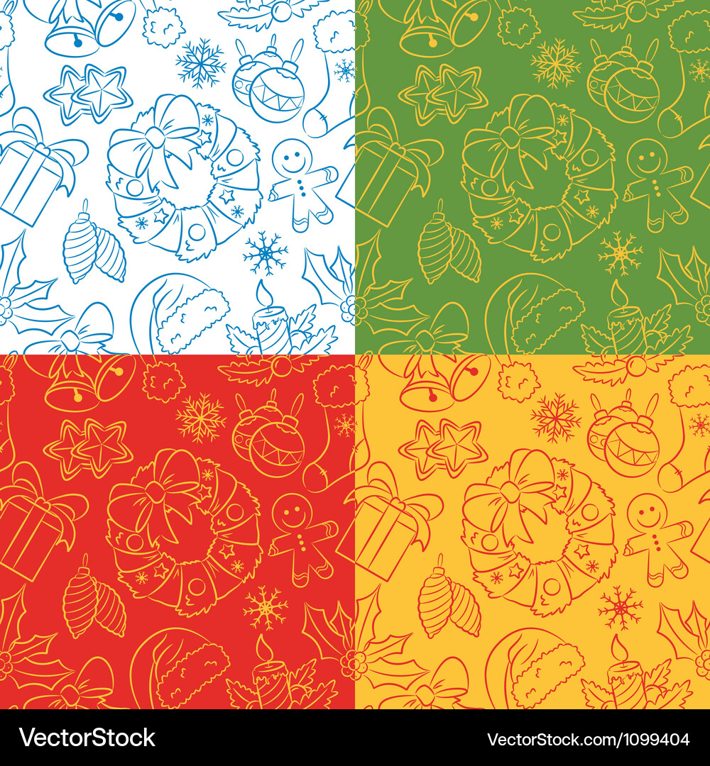 Christmas seamless pattern set Royalty Free Vector Image