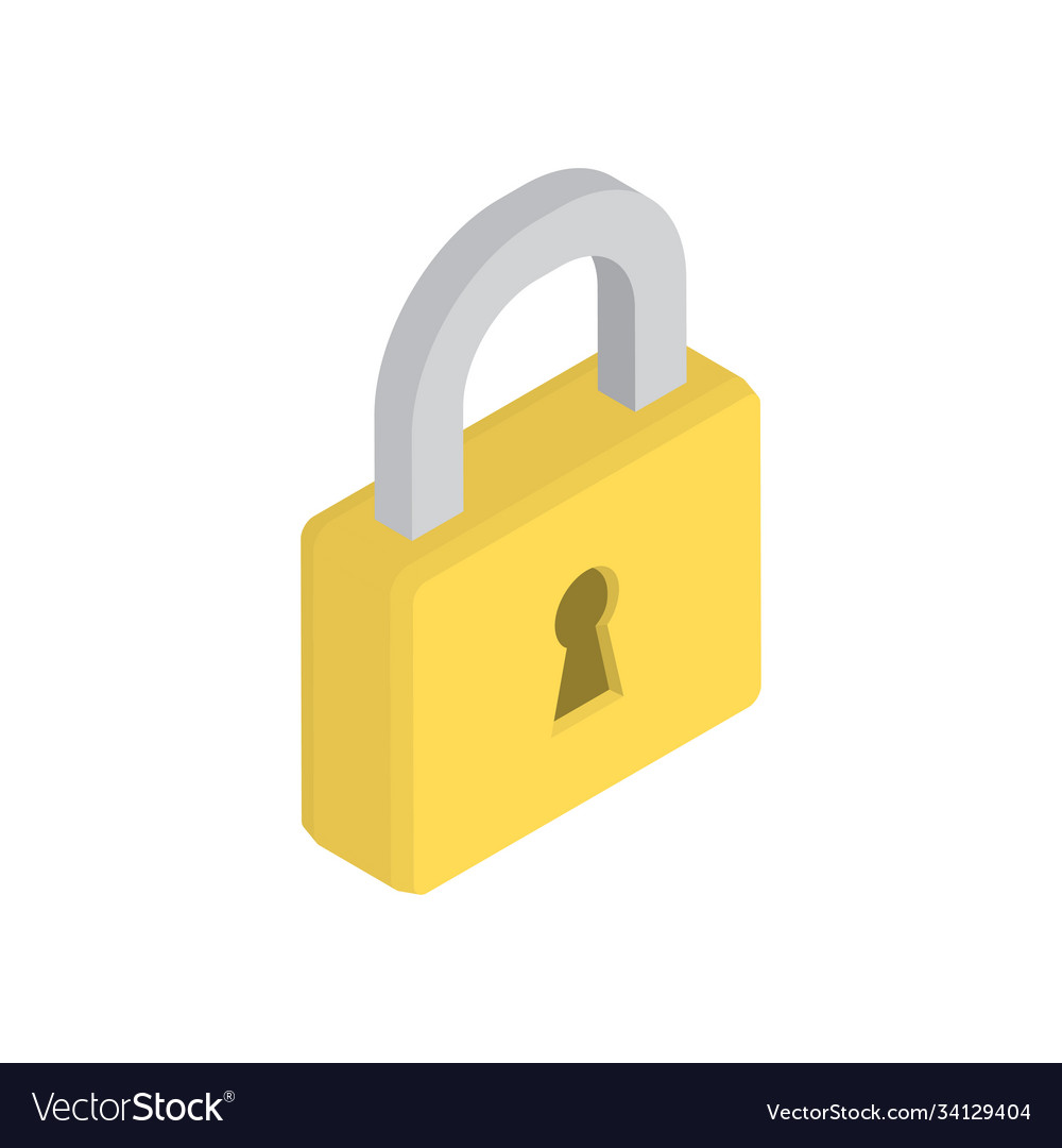 Closed lock icon password access in isometric