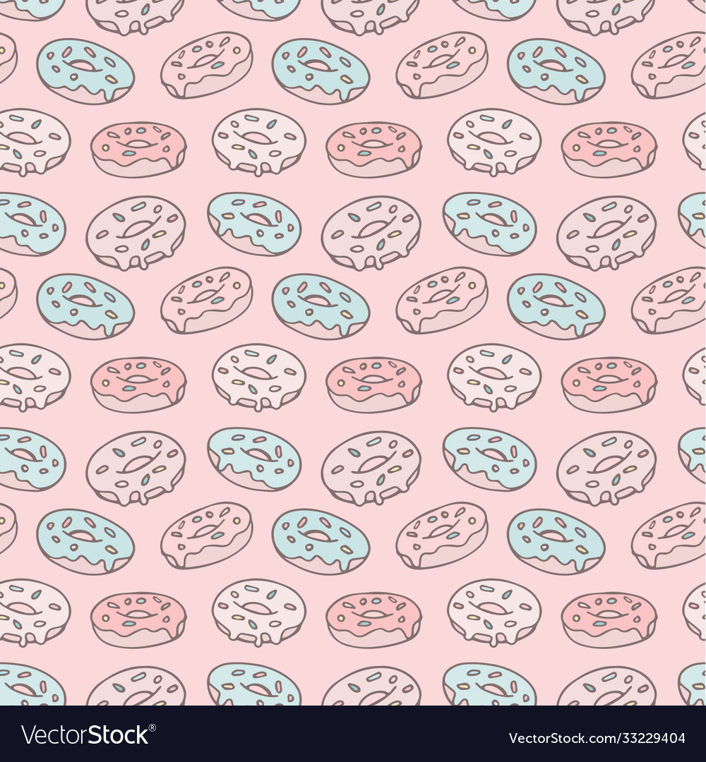 Cute pink repeat pattern with dounts