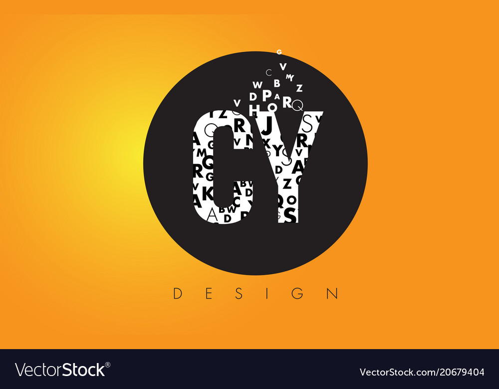 Cy c y logo made of small letters with black