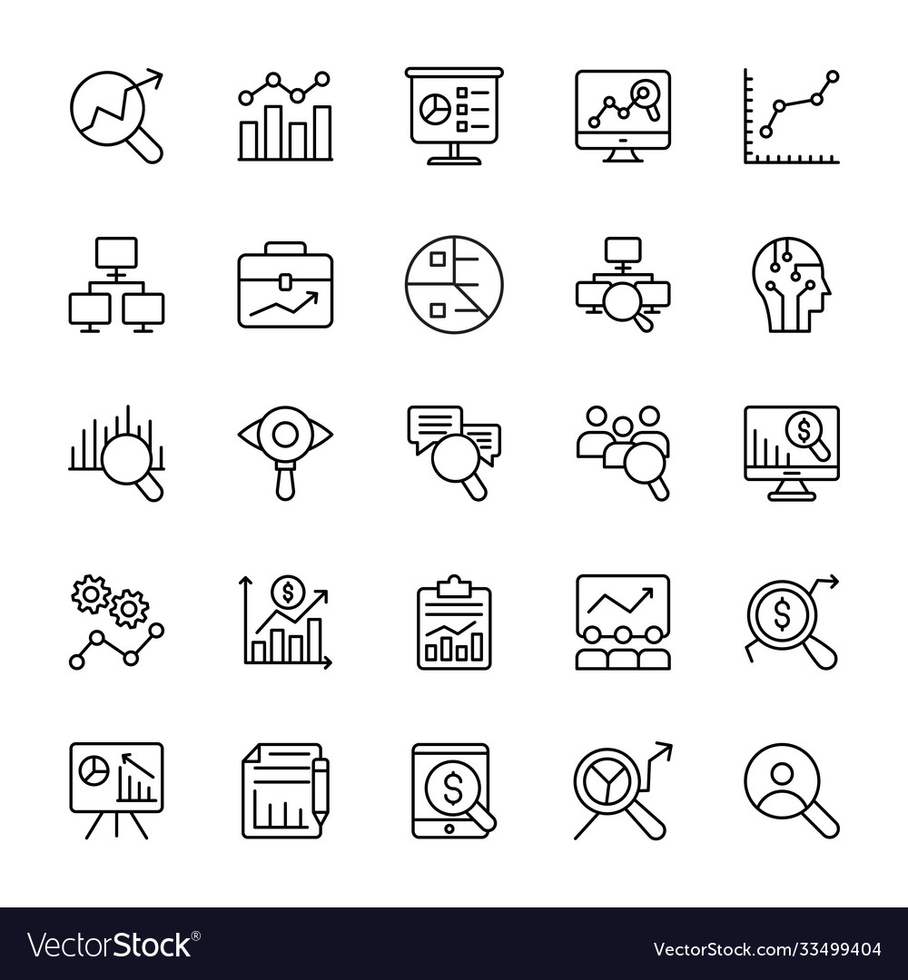 Data analysis line icons