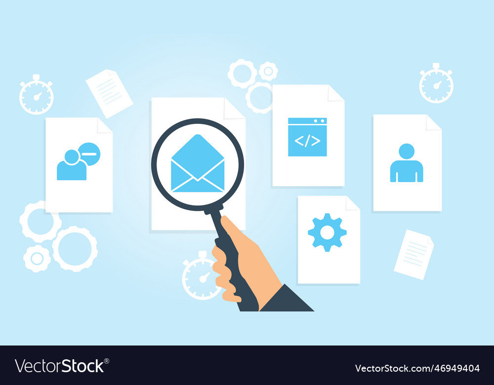 Document with search icons file and magnifying vector image Document with search icons file and magnifying