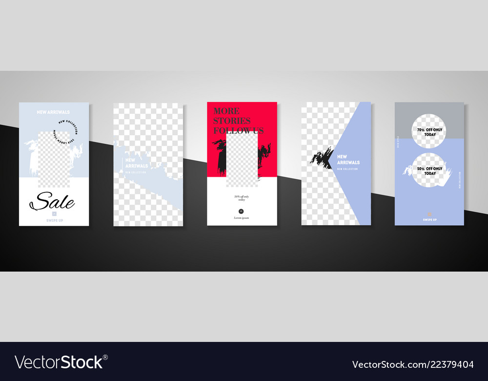 Editable social media stories for phone vector image Editable social media stories for phone