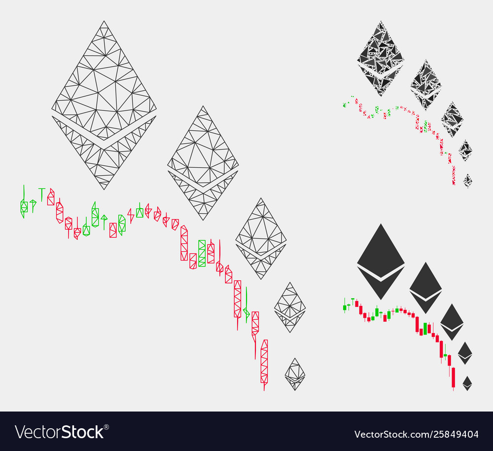 Ethereum deflation chart mesh network model vector image Ethereum deflation chart mesh network model