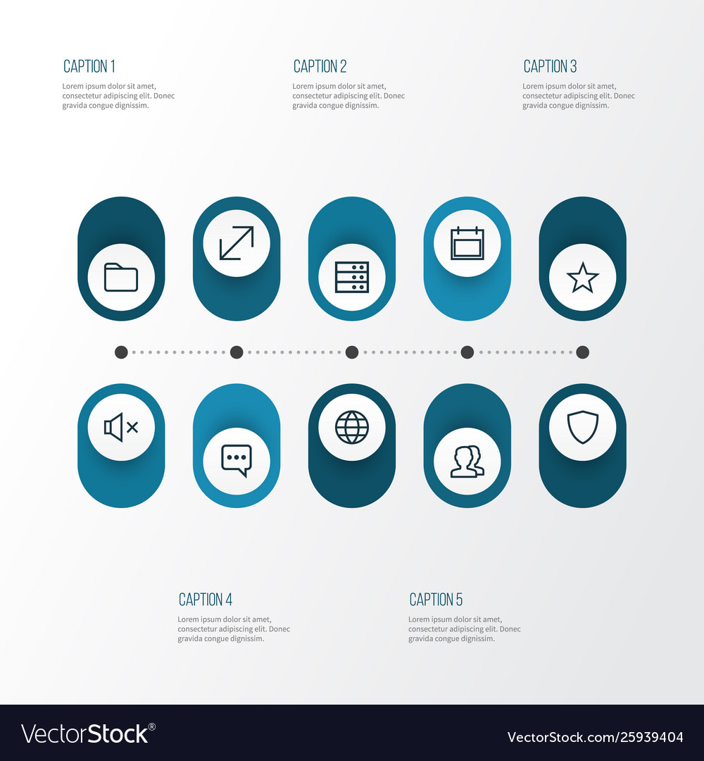 Interface icons line style set with earth silence