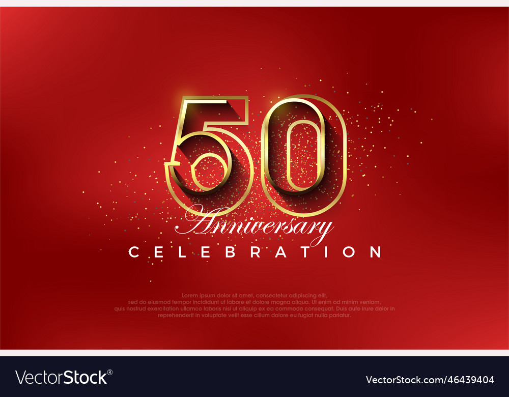 Line art number with golden fancy 50th numeral Vector Image