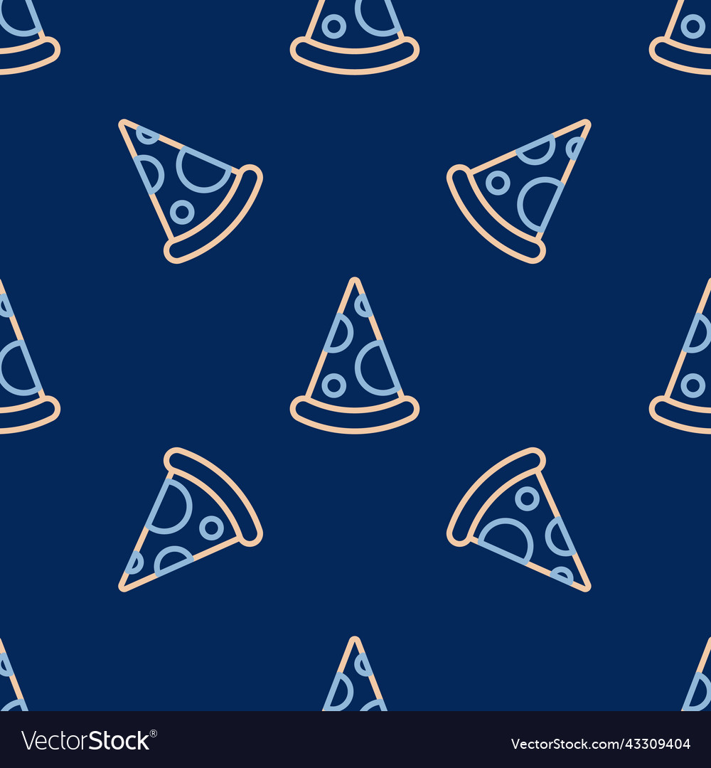 Line slice of pizza icon isolated seamless pattern