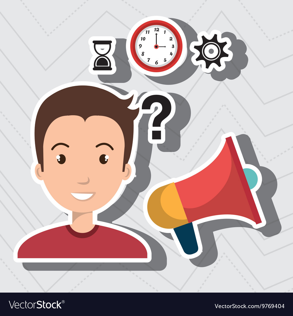 Man with speaker isolated icon design