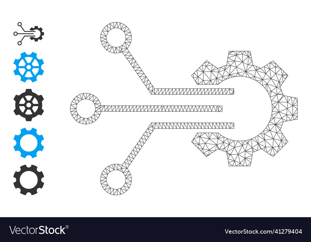 Mesh network gear sensor icon vector image Mesh network gear sensor icon