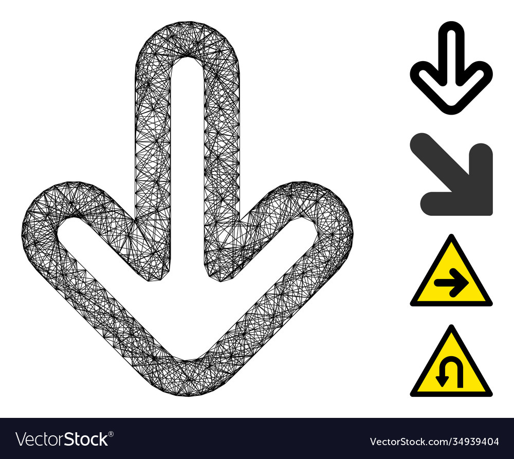 Net down arrow mesh vector image Net down arrow mesh