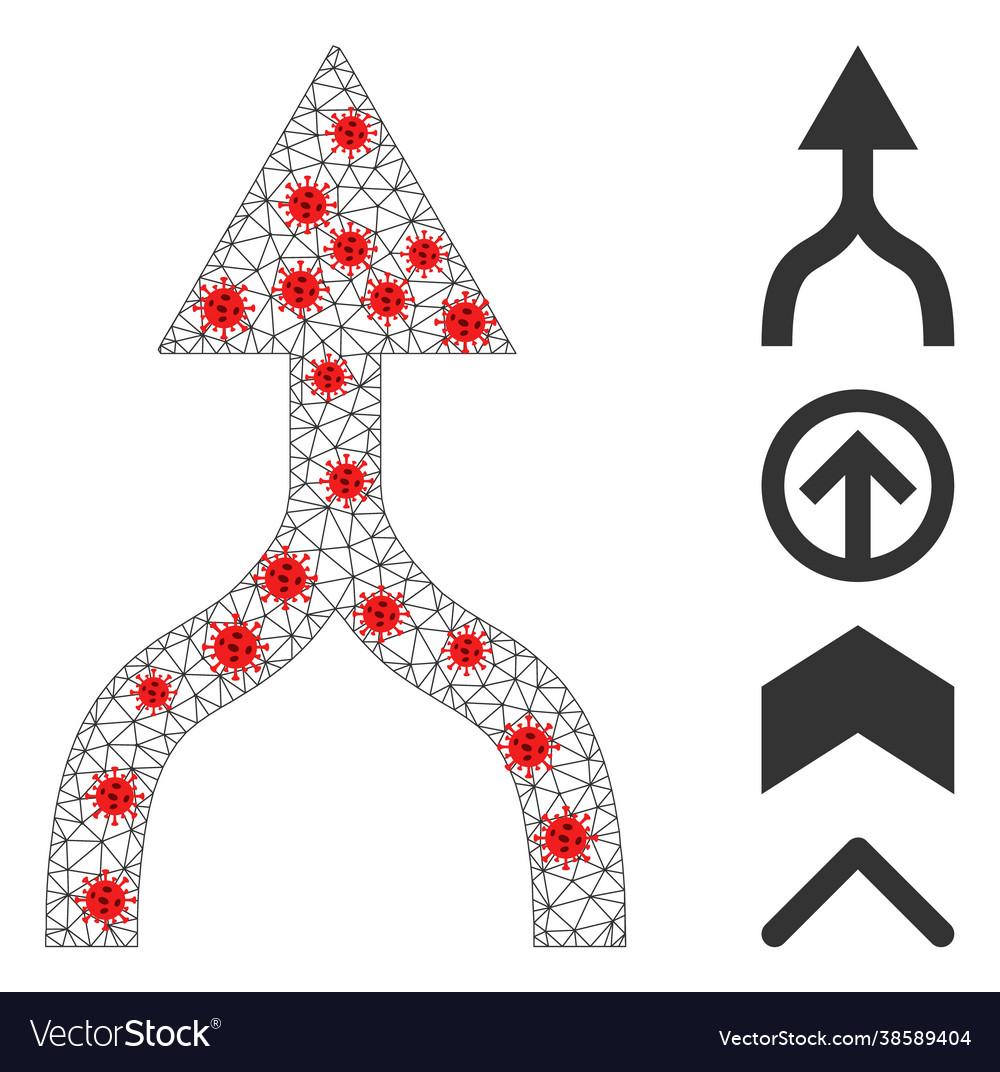 Polygonal mesh combine arrow up icon with pathogen