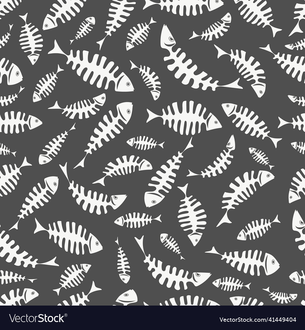 Seamless pattern with abstract fish skeletons