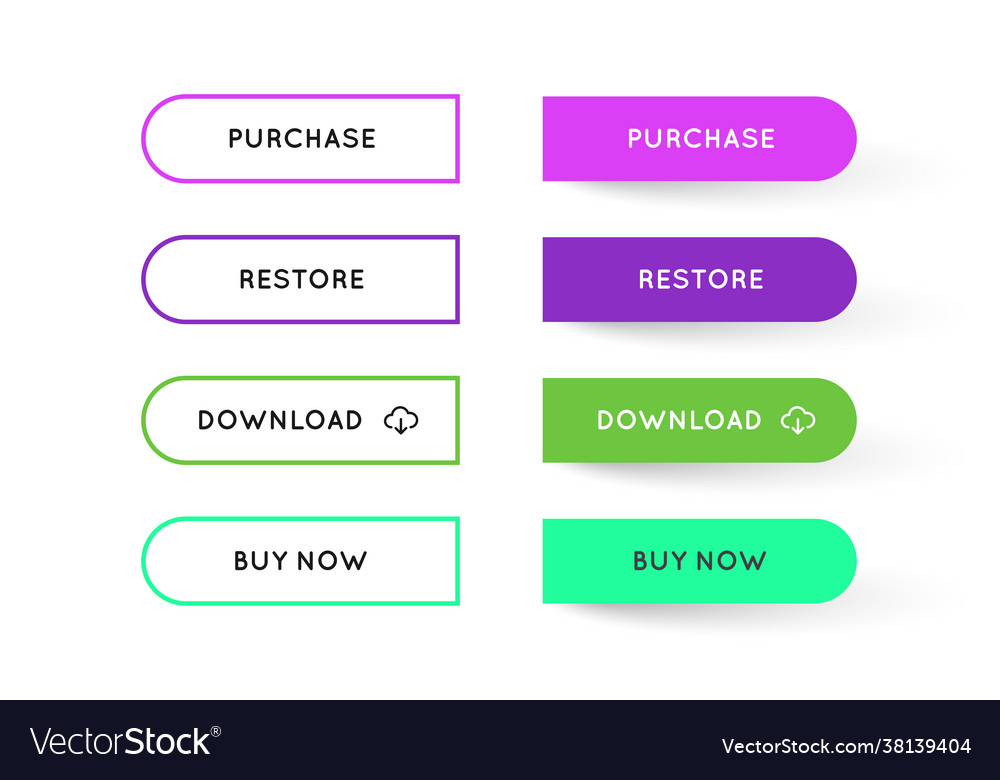 Set modern gradient app or game buttons trendy Vector Image