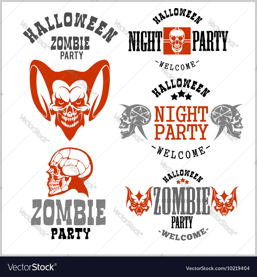 Vintage typography halloween badges logos