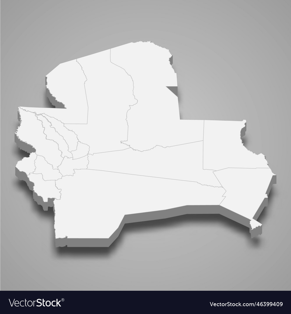 3d isometric map of santa cruz is a province Vector Image