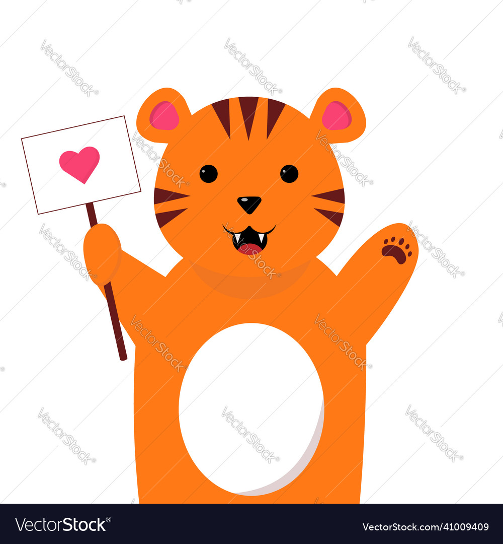 A cute tiger with poster heart