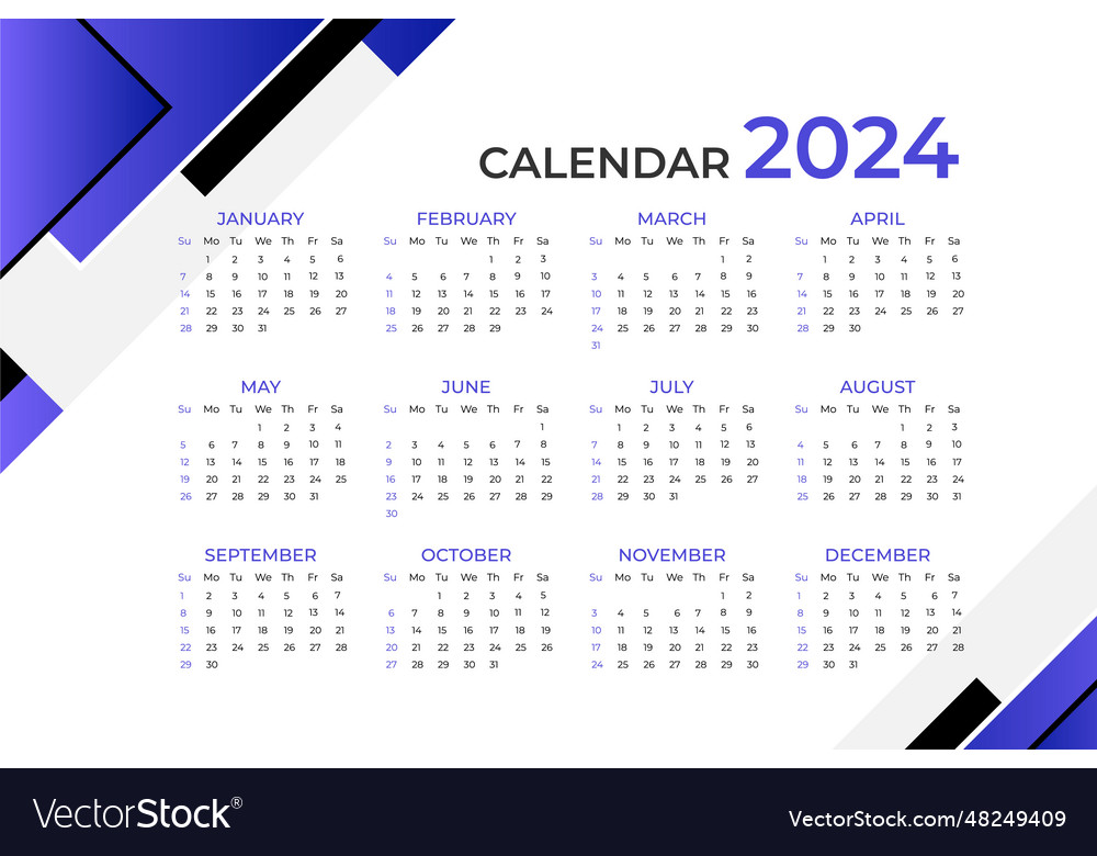 Abstract 2024 calendar template template desk Vector Image