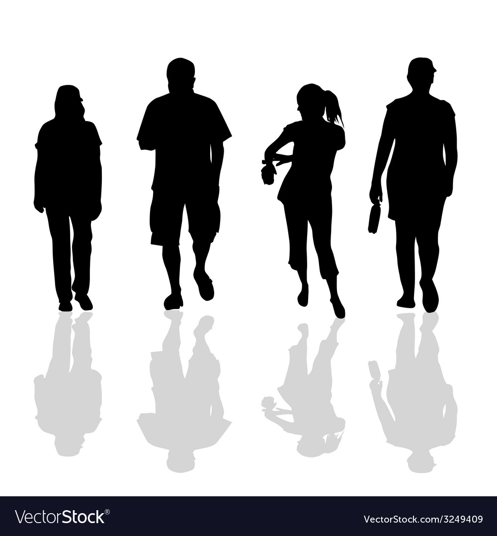 Black Silhouette People Walking
