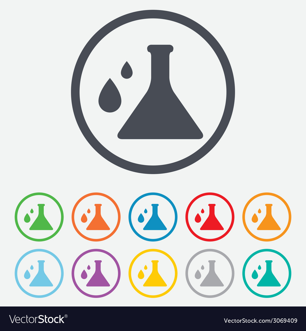 Chemistry sign icon bulb symbol with drops Vector Image