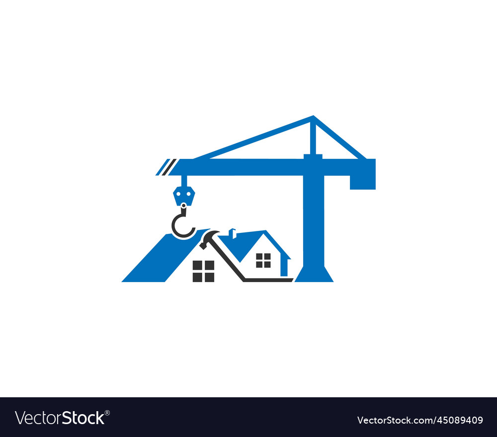 Crane building construction logo design Royalty Free Vector