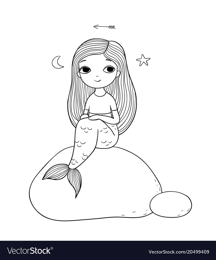 Cute cartoon little mermaid siren sea theme