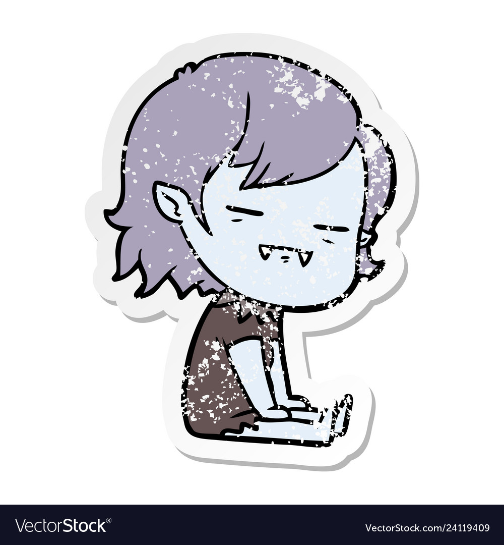 Distressed sticker of a cartoon undead vampire