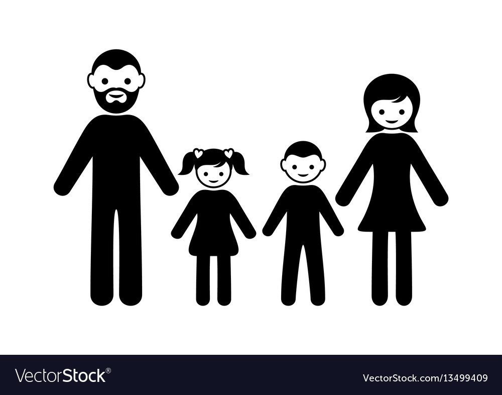 Family icon with two children Royalty Free Vector Image