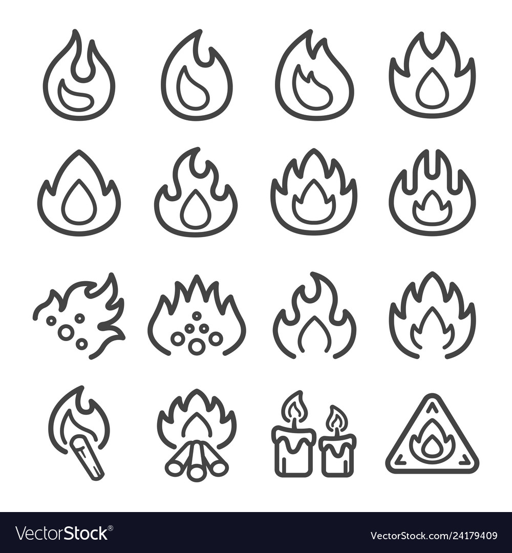 Fire line icon set Royalty Free Vector Image - VectorStock