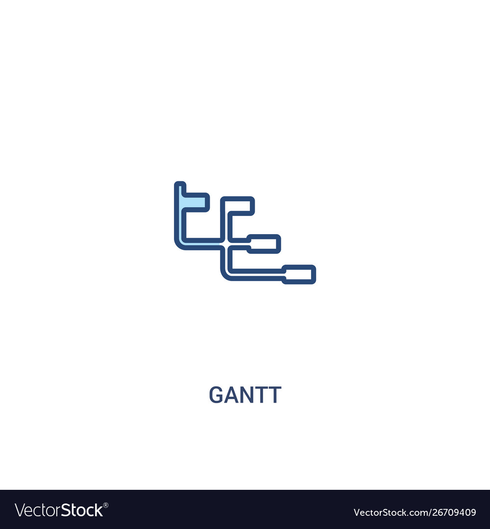 Gantt concept 2 colored icon simple line element vector image Gantt concept 2 colored icon simple line element