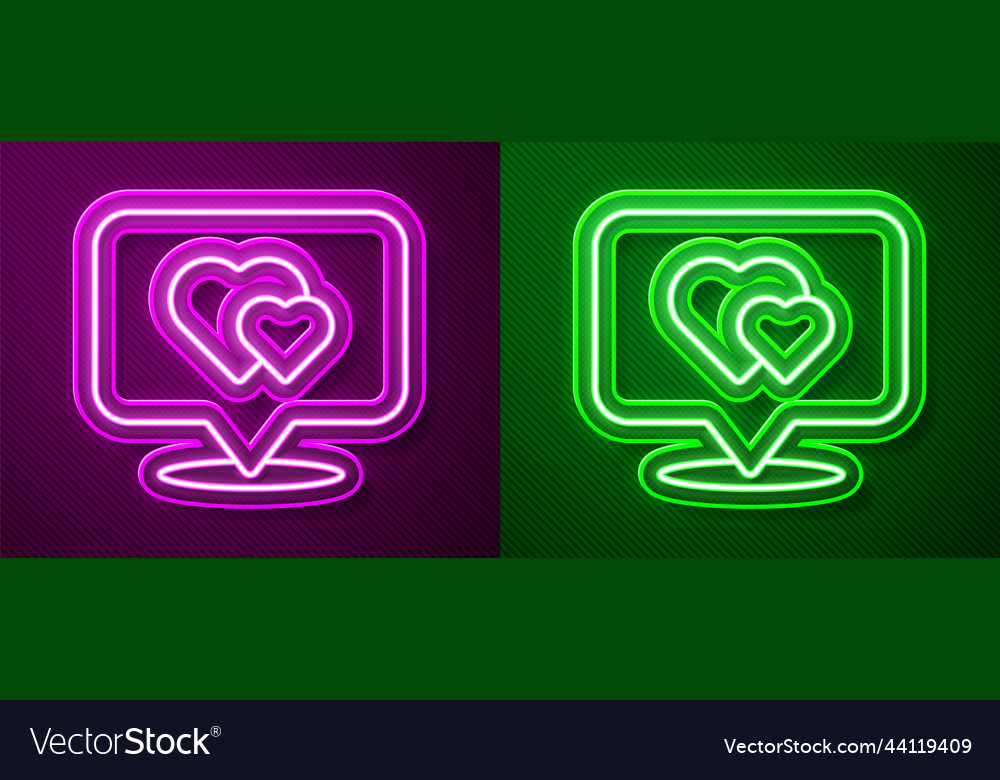Glowing neon line map pointer with heart icon vector image Glowing neon line map pointer with heart icon