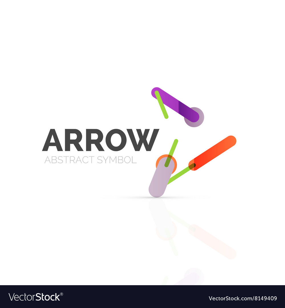 Linear arrow abstract logo connected multicolored