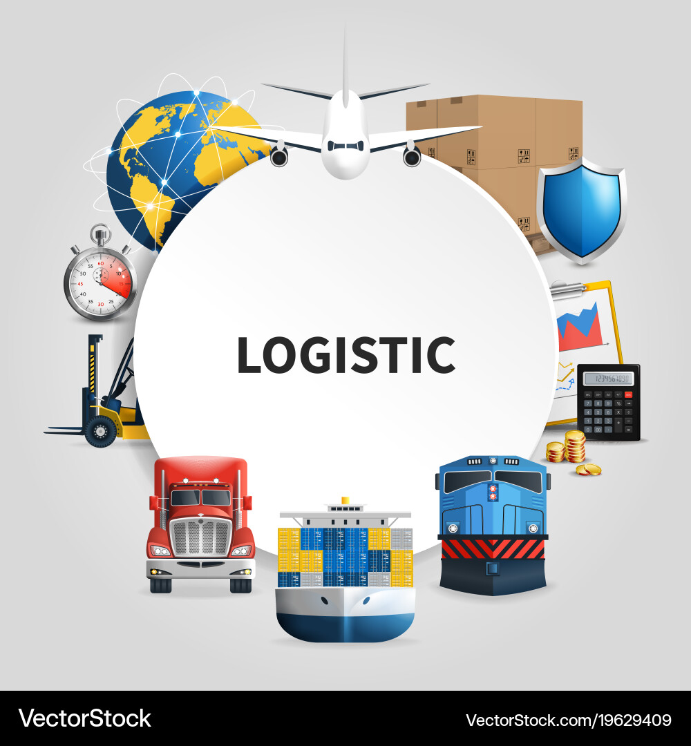 Logistic round composition Royalty Free Vector Image