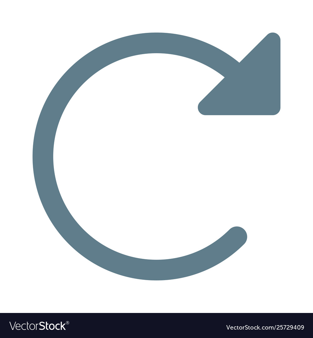 Redo loop clockwise round arrow isolated on white