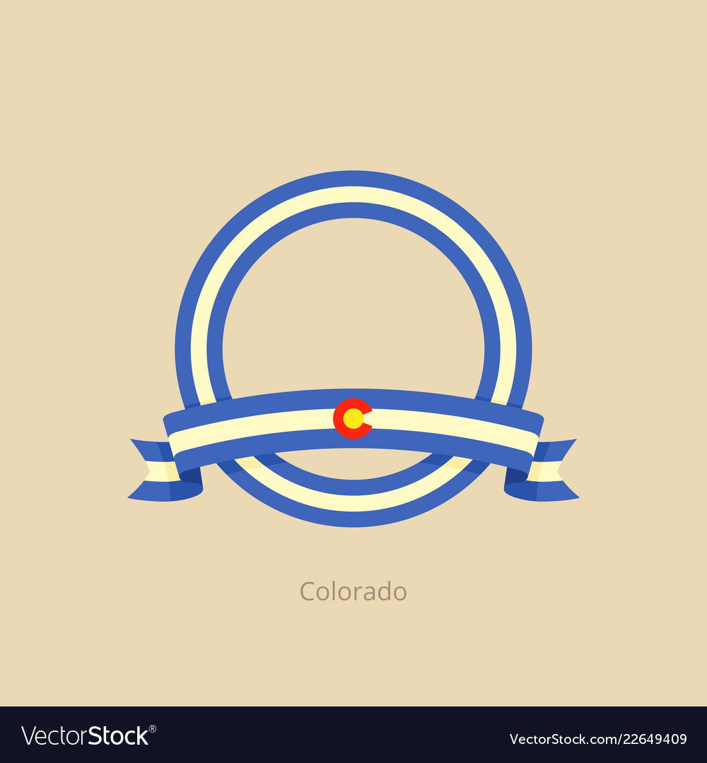 Ribbon and circle with flag of colorado