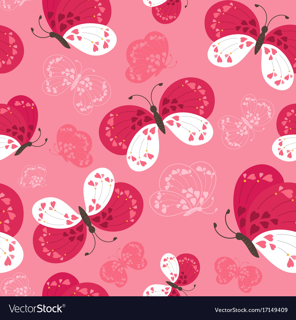 Seamless cute butterflies pattern Royalty Free Vector Image