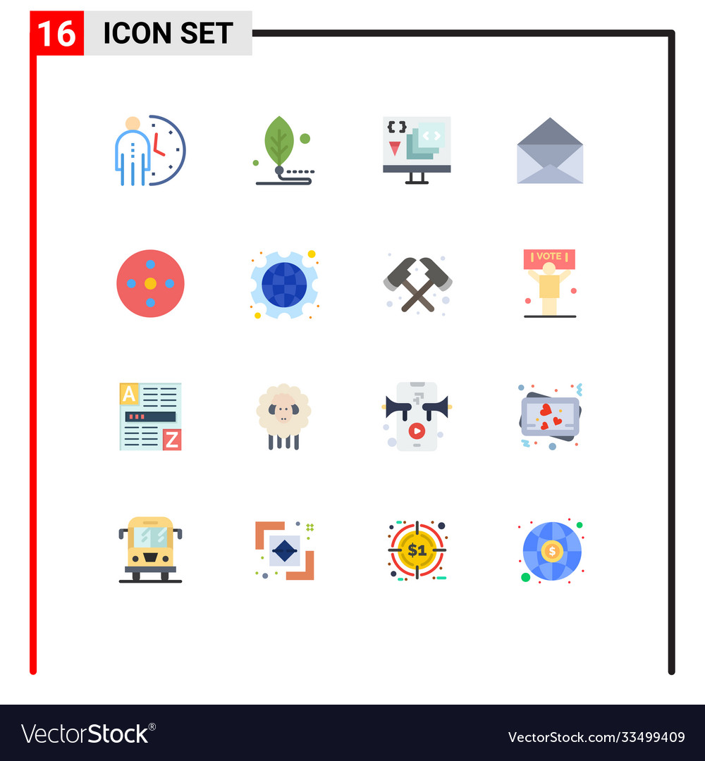 Set 16 flat colors on grid for open message