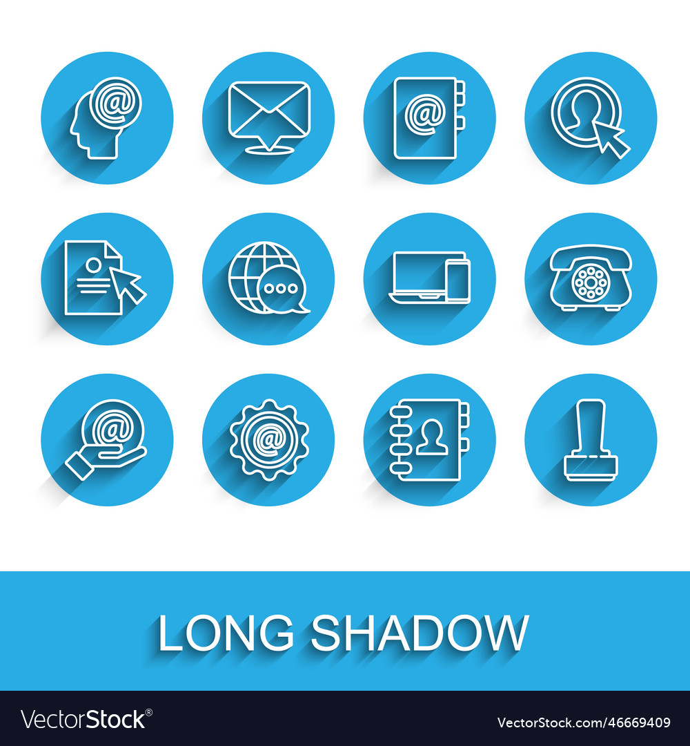 Set line mail and e-mail in hand address book vector image Set line mail and e-mail in hand address book