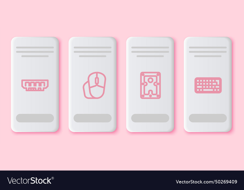 Set line ram random access memory computer mouse vector image Set line ram random access memory computer mouse