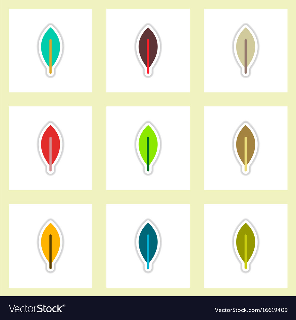 Set of labels with shadow leafs icon design