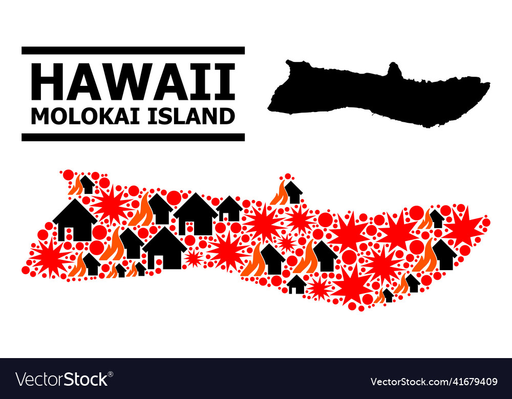 War pattern map of molokai island vector image War pattern map of molokai island